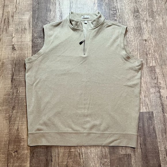 Peter Millar Mens XL Tan 1/4 Zip Sleeveless Pullover Golf Vest - Picture 2 of 5